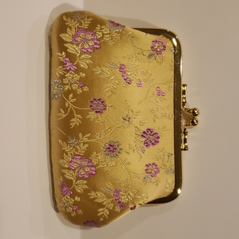 Handmade coin purse gold color double compartment